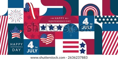 4th of July Independence Day background with geometric for A4 horizontal design