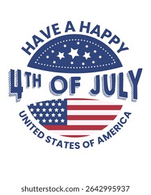 4th of July Independence Day Badge with USA Flag and Vintage Grunge Stamp Design