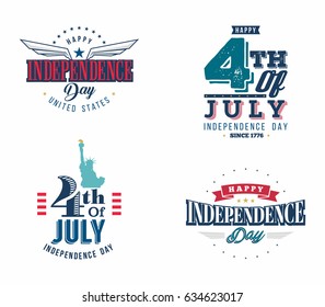 4Th of July Independence Day Badges with Statue of Liberty and American Flag