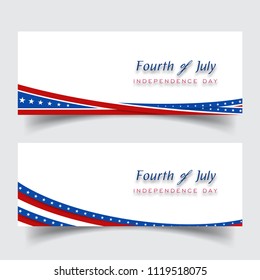 4th of july independence day banner set