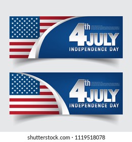 4th of july independence day banner set