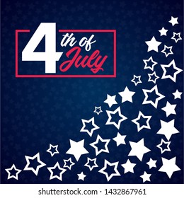 4th of July, Independence Day Banner on navy star pattern background, Vector illustration.
