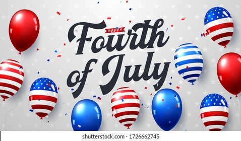 4th of July, Independence Day Banner on navy star pattern background, Vector illustration. Vector illustration