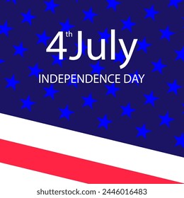 4th of July, Independence Day Banner. USA flag on a blue background. Usa national holiday celebration. Vector holiday illustration