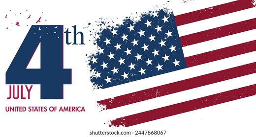 4th July Independence day banner in USA flag color theme.