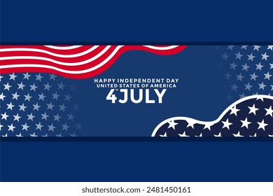 4th of July Independence Day Banner with USA Flag, Fourth Of July Independence Day Vector illustration