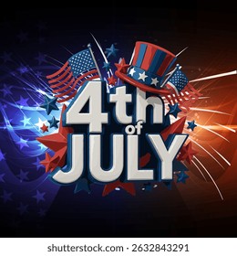 4th of july independence day banner with blue and red background design