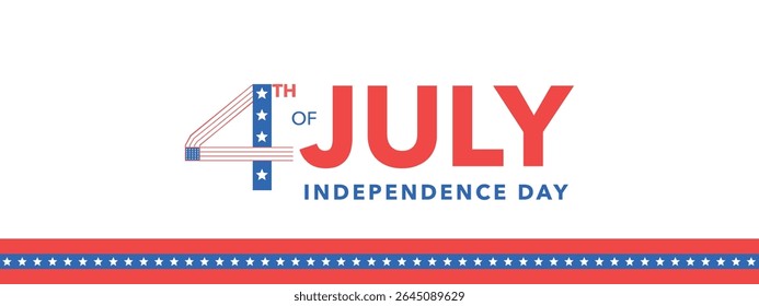 4th of July Independence Day Banner - USA Flag Background and Typography Lettering - Stars and Stripes Vector Design for Posters, Banners, Backgrounds