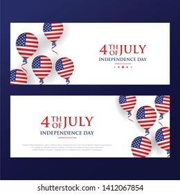 4th July independence day banners with balloons