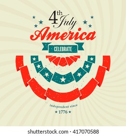 4th July Independence Day card with pleated fan banting