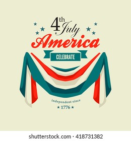 4th July Independence Day card with patriotic flag swag banting