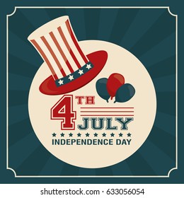 4th july independence day card hat balloons decorative patriotism design