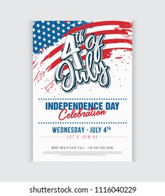 4th July Independence Day Celebration Party Poster Design Template A4 Size