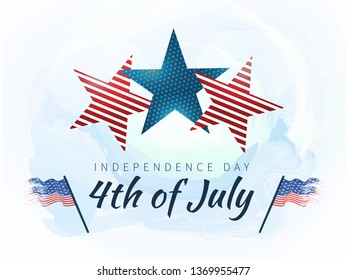 4th of July Independence Day celebration background with creative stars in American Flag colors.