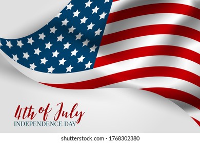 4th of July Independence day celebration banner. USA national holiday design concept with a waving flag. Vector illustration.