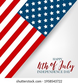 4th of July Independence day celebration banner. USA national holiday design concept with a flag. Vector illustration.