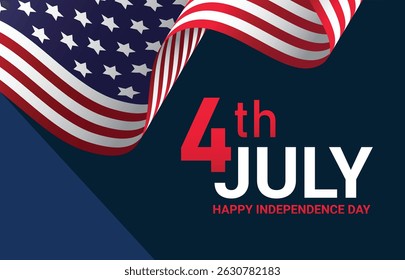 4th of July Independence Day celebration design featuring American flag and patriotic message. Vector illustration.