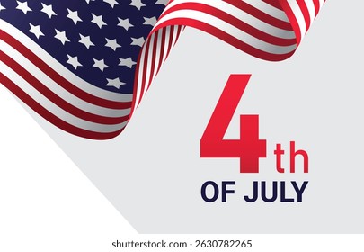 4th of July Independence Day celebration design featuring American flag and patriotic message. Vector illustration.