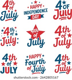 4th of July Independence Day Celebration Badges and Typography  design
