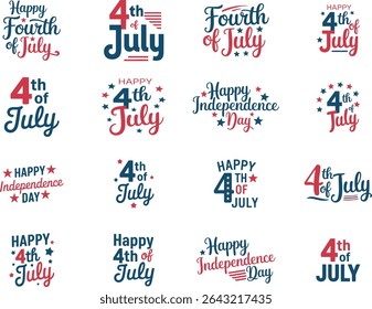4th of July Independence Day Celebration Badges and Typography  design