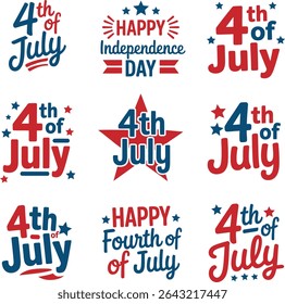4th of July Independence Day Celebration Badges and Typography  design