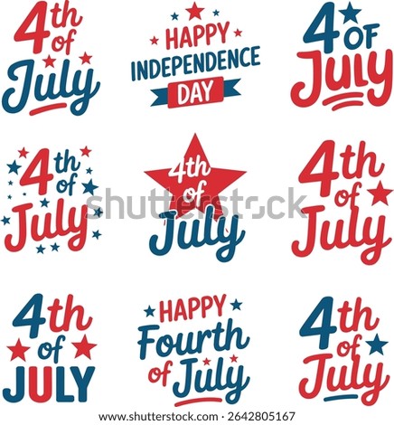 4th of July Independence Day Celebration Badges and Typography  design
