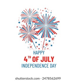 4th of July, Independence day. design with  firework burst rays