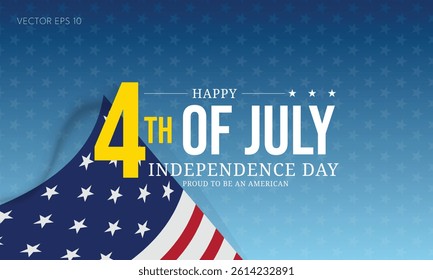 4th of July Independence Day with Draped American Flag and Stars