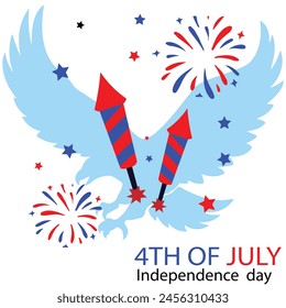 4th of july .Independence Day .firework .Eagle .Falcon .vector design .in white background .Us.