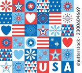 4th July Independence Day Fireworks Confetti background, banner, decorative vector illustration with text USA