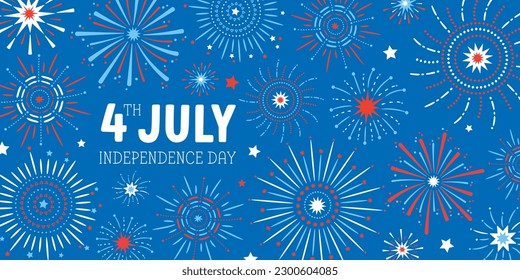 4th July Independence Day Fireworks Confetti background, banner, decorative vector illustration