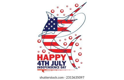 4th of July independence day Fishing t shirts design, Vector graphic, typographic poster or t-shirt. Fishing, Fishing T Shirts, Fishing T Shirt Design, T-shirt Design vector illustration