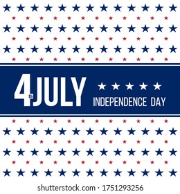 4th July Independence Day, flat vector square poster or card