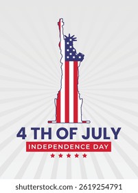 4th of July independence day greeting post banner. Vector illustration.