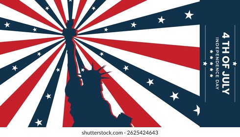 4th of July independence day greeting banner background template with statue of liberty. Vector. 