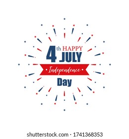 4th July Independence Day. Happy Independence Day of United States of America calligraphy background. Set of banner Independence Day with firework. Vector