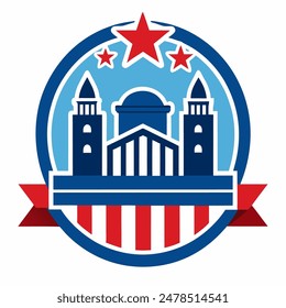 4th July Independence Day. Happy Independence Day of United States of America logo icon