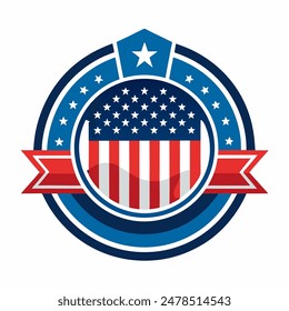 4th July Independence Day. Happy Independence Day of United States of America logo icon