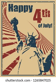 4th of July, Independence Day Holiday Poster. Vector Illustration.