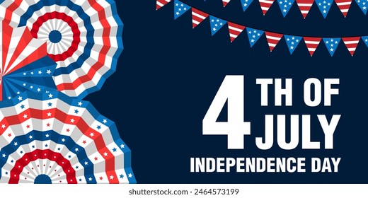 4th of july independence day horizontal banner illustration
