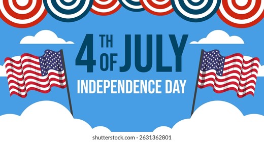 4th of july independence day horizontal banner illustration