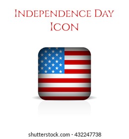 4th of July. Independence Day Icon. Web icon USA flag. Square with rounded corners icon