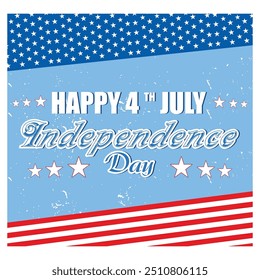 4th of july independence day lettering. Flat vector modern illustration 