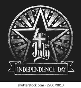 4th of July Independence day. Lettering on chalkboard. Eps10. Transparency used. RGB. Global colors. Gradients free. Each elements are grouped separately