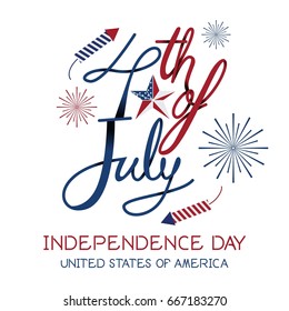 4th of July Independence day lettering Design, United States of America Vector.