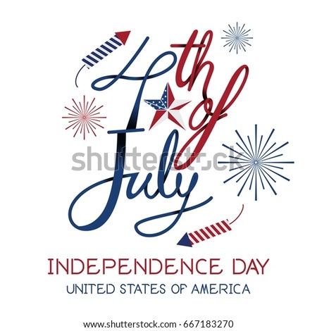 4th of July Independence day lettering Design, United States of America Vector.