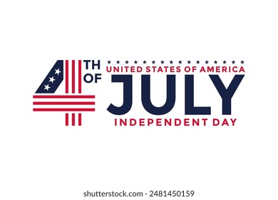 4th of July Independence Day Logo with USA Flag Color, Fourth Of July Independence Day Vector illustration