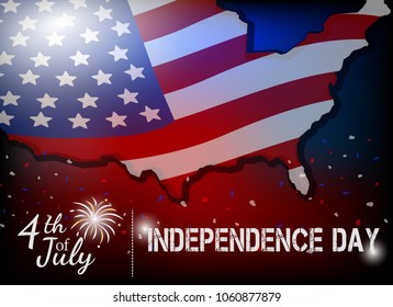 4th of July Independence day- map and USA flag