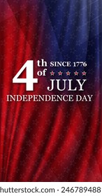 4th of July Independence Day with national flag of United states. American flag and text on stars background for independence day.