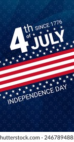 4th of July Independence Day with national flag of United states. American flag and text on stars background for independence day.